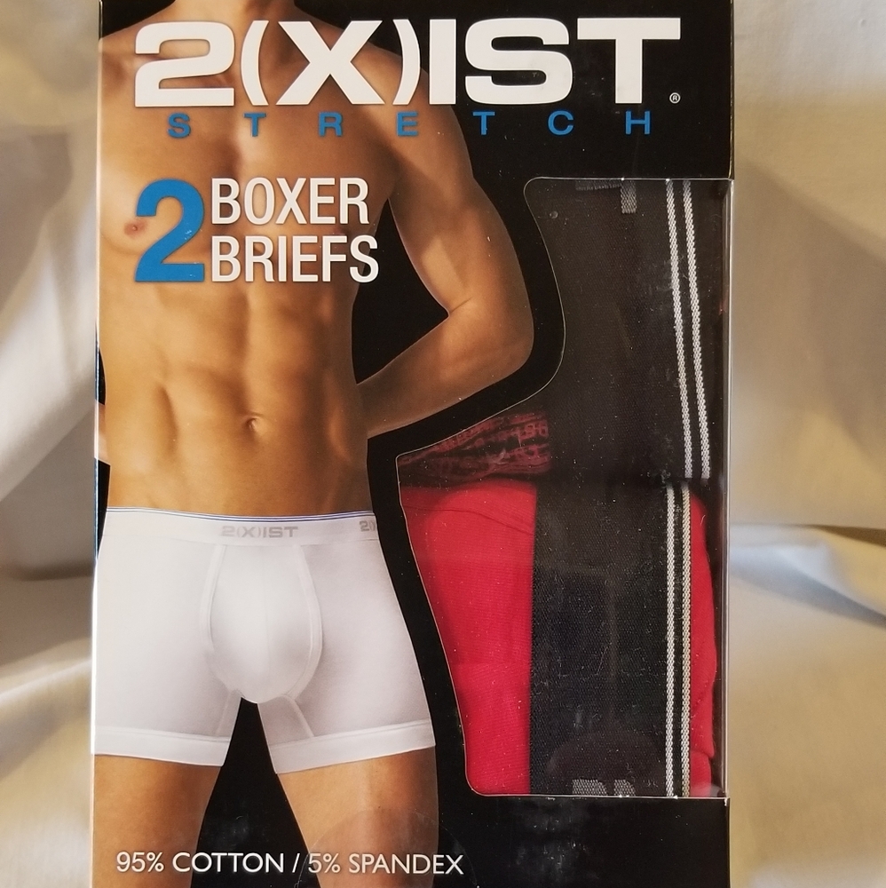 2xist Boxer Brief 2 Pack Red Black Mens New